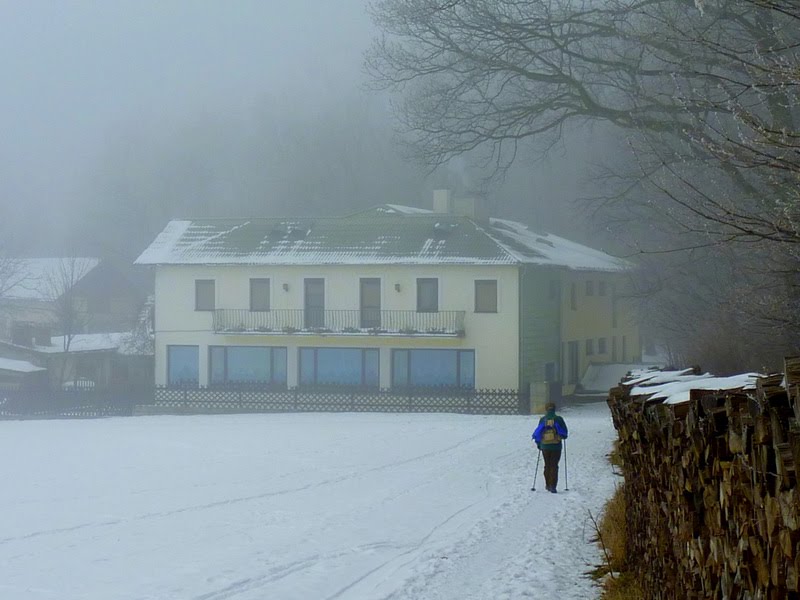 Die Wiener Hütte (~380m) taucht aus dem Nebel auf. by fuzzy_von_steyr