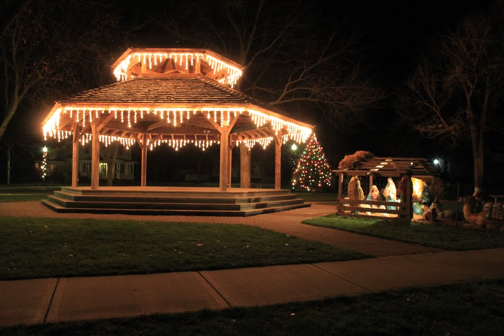 Christmas Decorations in Monument Park, Dexter, Michigan by Dwight Burdette