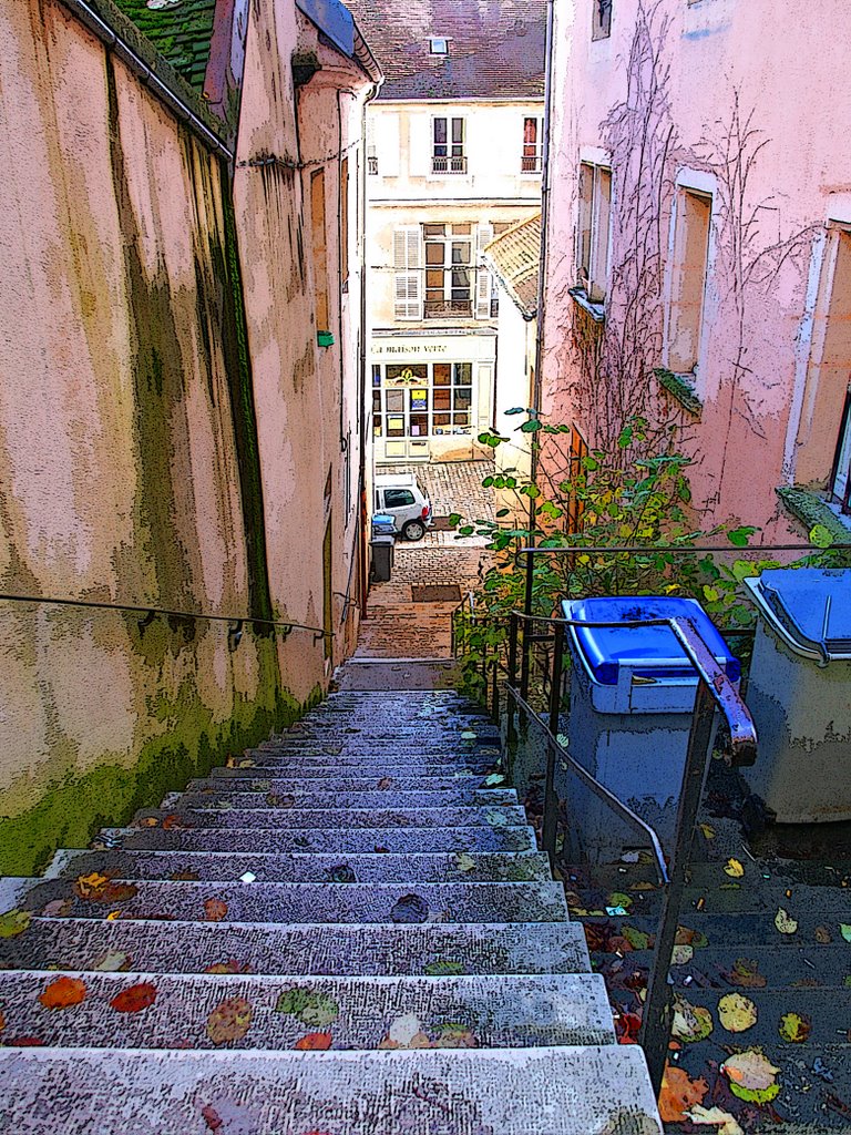 Rue Pasteur, la maison verte, (style B.D.) - H.B. by Henri Bertand