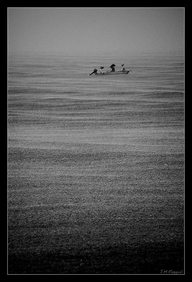 Fishers Under An Heavy Rain by Jean-Michel Raggioli