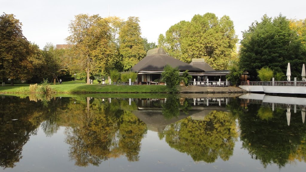 Reflects over the lake of the "Mittlerer Schlossgarten" of Stuttgart by Diego Giuseppe