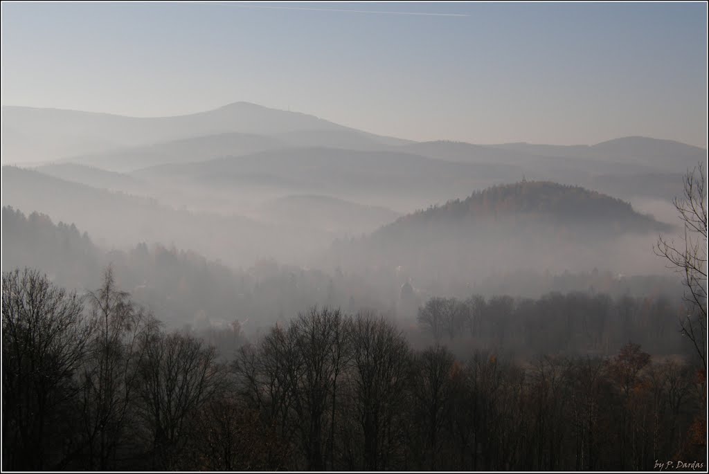 Mountain Dzielec in the morning fog. Góra Dzielec w porannej mgle. . by P. Dardas