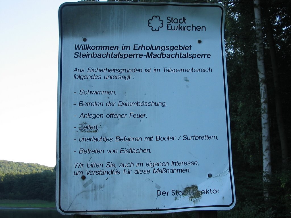 Schild an der Madbachtalsperre by ft-foto