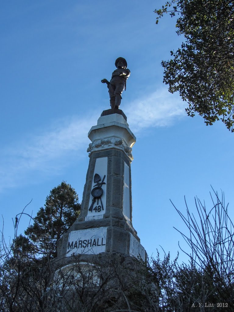 James Marshal Monument. Marshal Gold Discovery State Historic Park. Coloma, California. December 20, 2012. by A. F. Litt