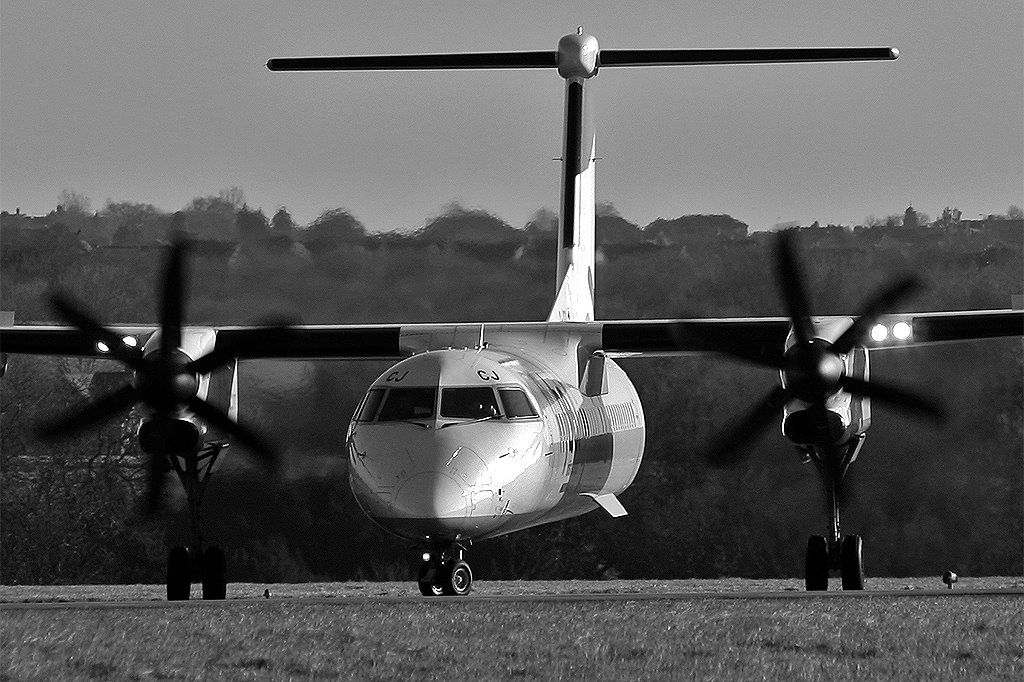 DHC8/Q420 about to take off at Cardiff Int'l Airport by filz123