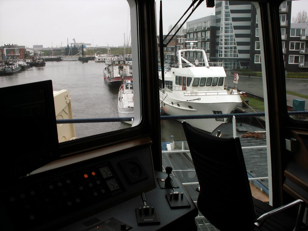 View through the bridge window on the Emscanal by Tjeert.Mensinga ©