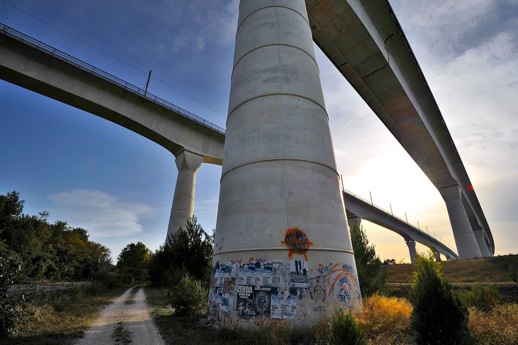 Le double pont du TGV à Avignon, Gard, Languedoc-Roussillon, France by Photo Guide