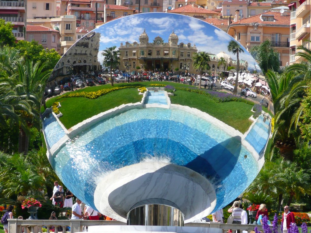 Casino of Monaco in round mirror by robertgriep