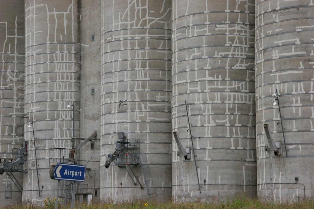 Grain Silos - in cracking glaze, Moree, NSW by Ian Stehbens