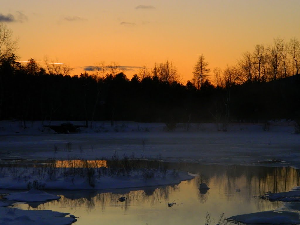 Sunset, Saranac Lake High School Pond, 4:41pm, jan 5, 2013 by Tom Dudones