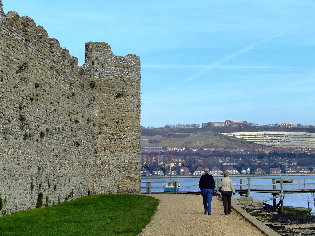 Portsdown hill seen from Portchester castle by andyedwards