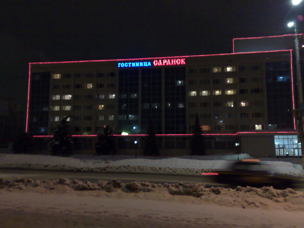 Saransk Hotel at night by rusdenebayev