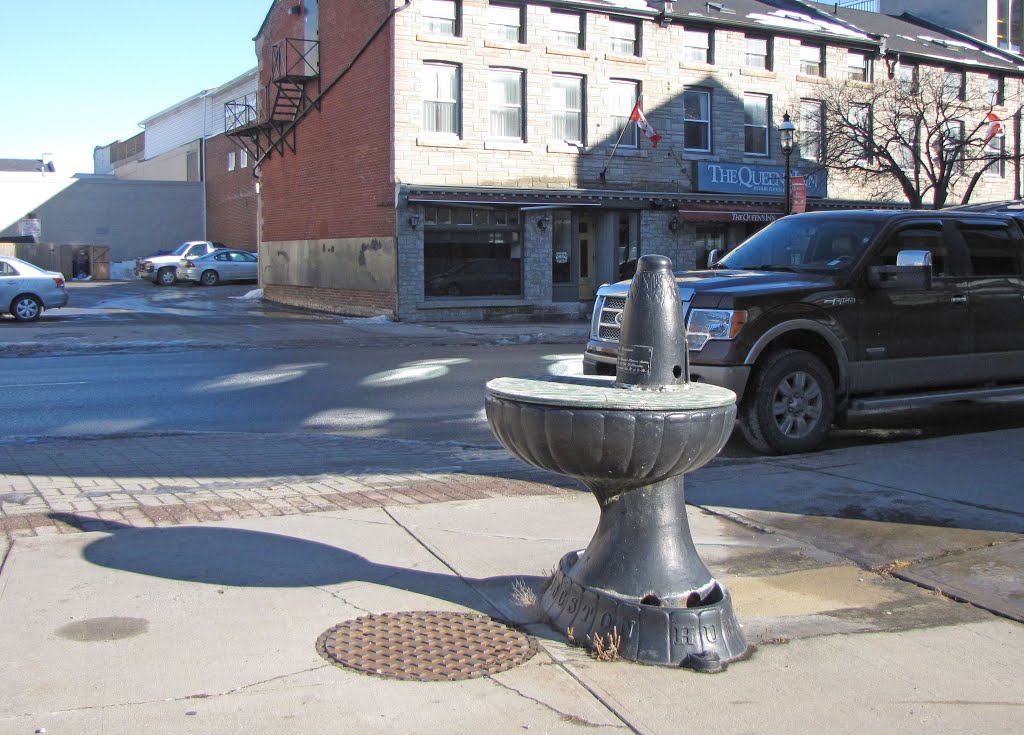 Got a thirsty horse? This cast iron water trough was donated to the City of Kingston in 1886 by the Kingston Humane Society. In the event that you are thirsty, that is the Queen's Inn behind it, established in 1840. by Steve Manders