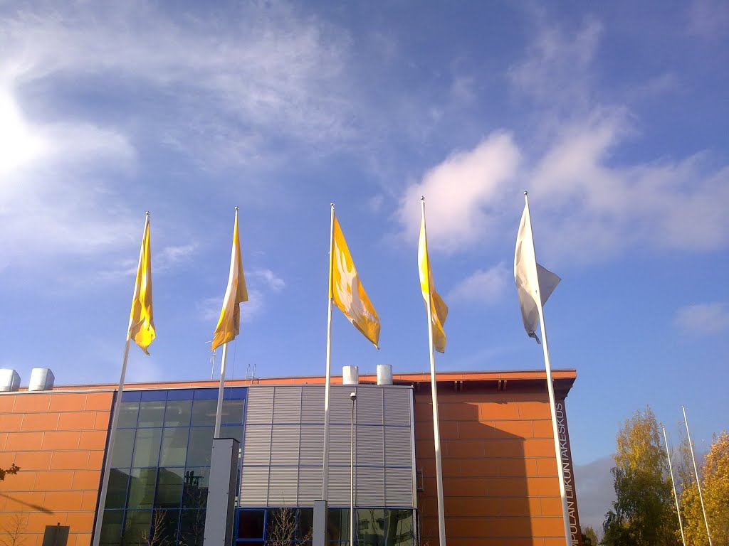 Flags in front of Physicum, University of Helsinki by pxy_pku