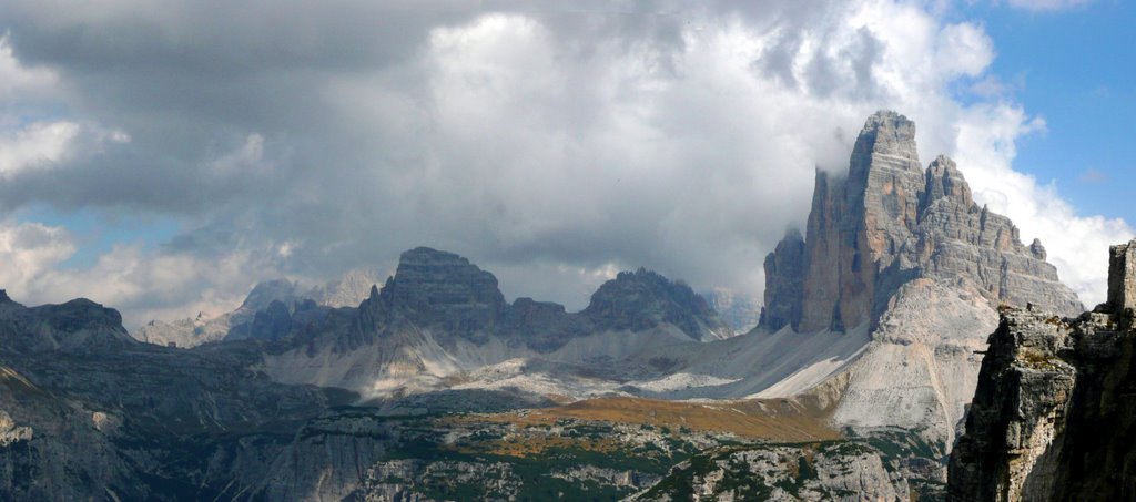 View of the Drei Zinnen from Monte Piana by Volker Schmidt