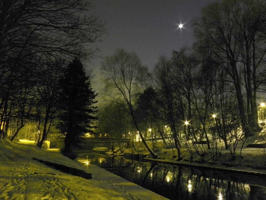 Tourcoing - Le canal, la passerelle et la lune by epaulard59