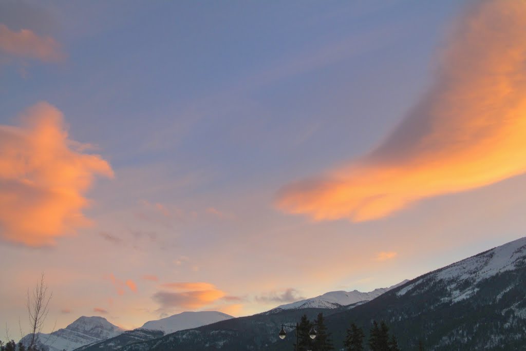 Fantastic Sunset Skies Over The Mountains In Jasper AB Dec '12 by David Cure-Hryciuk