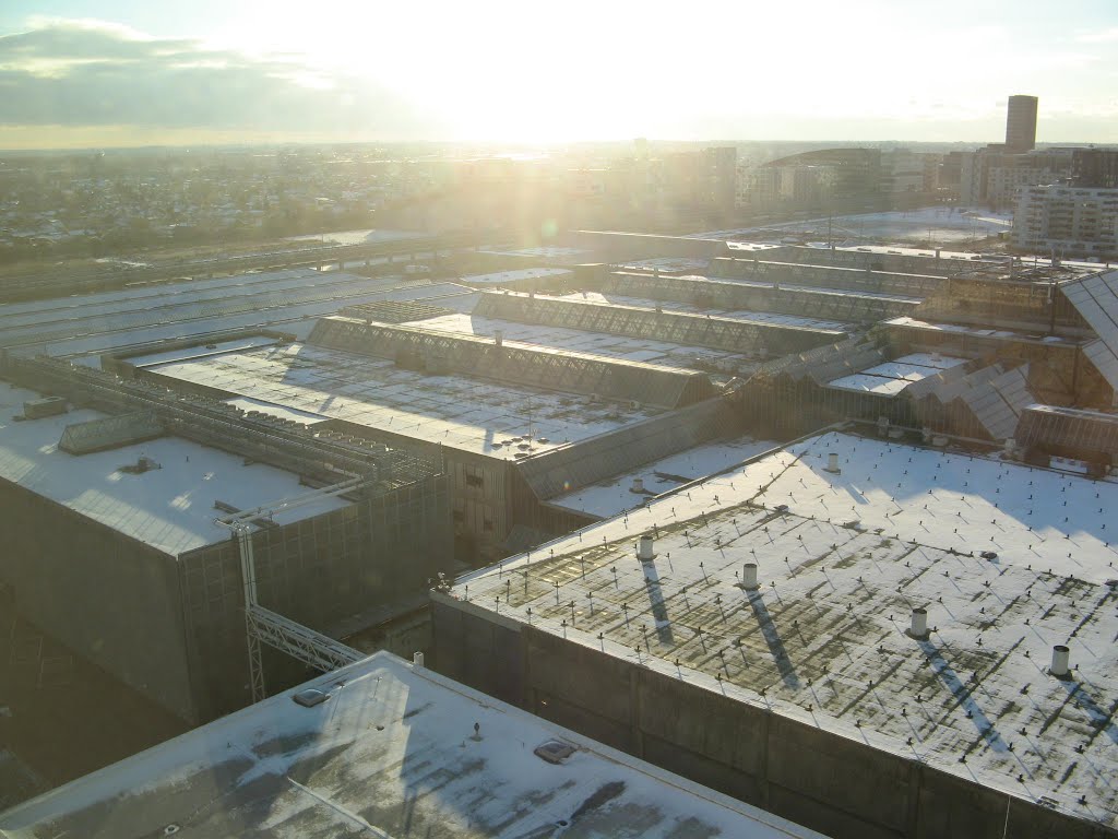 View over snowy Örestad, Copenhagen December 2012 by alfaetrin