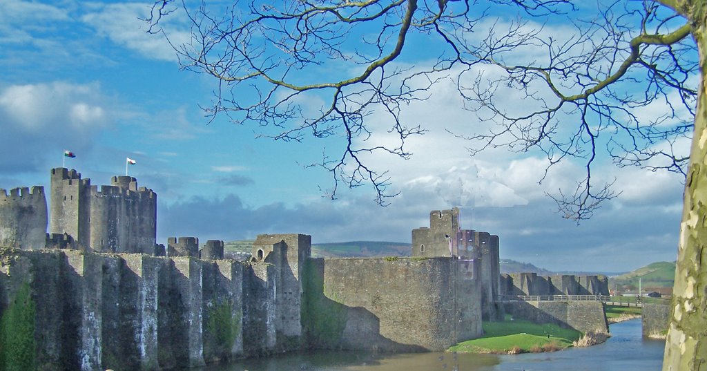 Caerphilly Castle taken from the carpark by Juliet Cullen