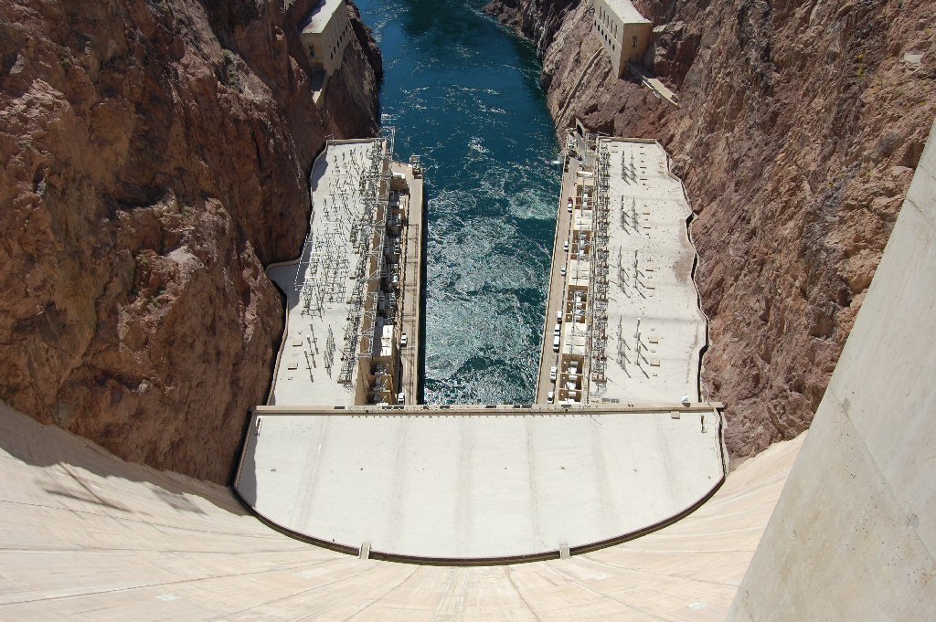 Looking down the face of Hoover Dam by mountain bike madman