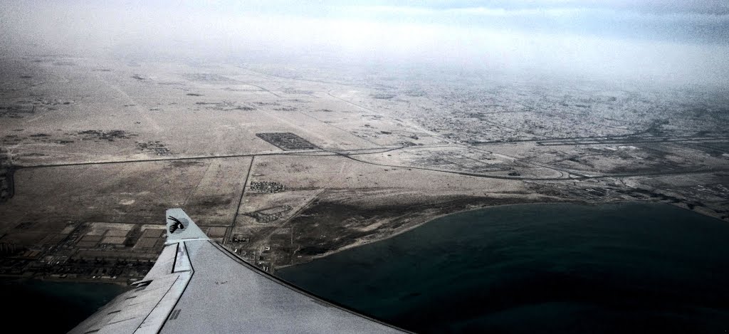 Doha from aeroplane by Dr Ritesh Kshetri