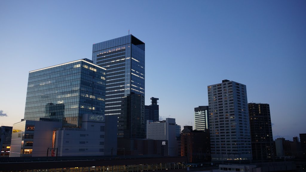 仙台駅東口から見る仙台駅北部 (仙台マークワン, AER, シティタワー仙台花京院, etc.) by SENDAI CITY BOY