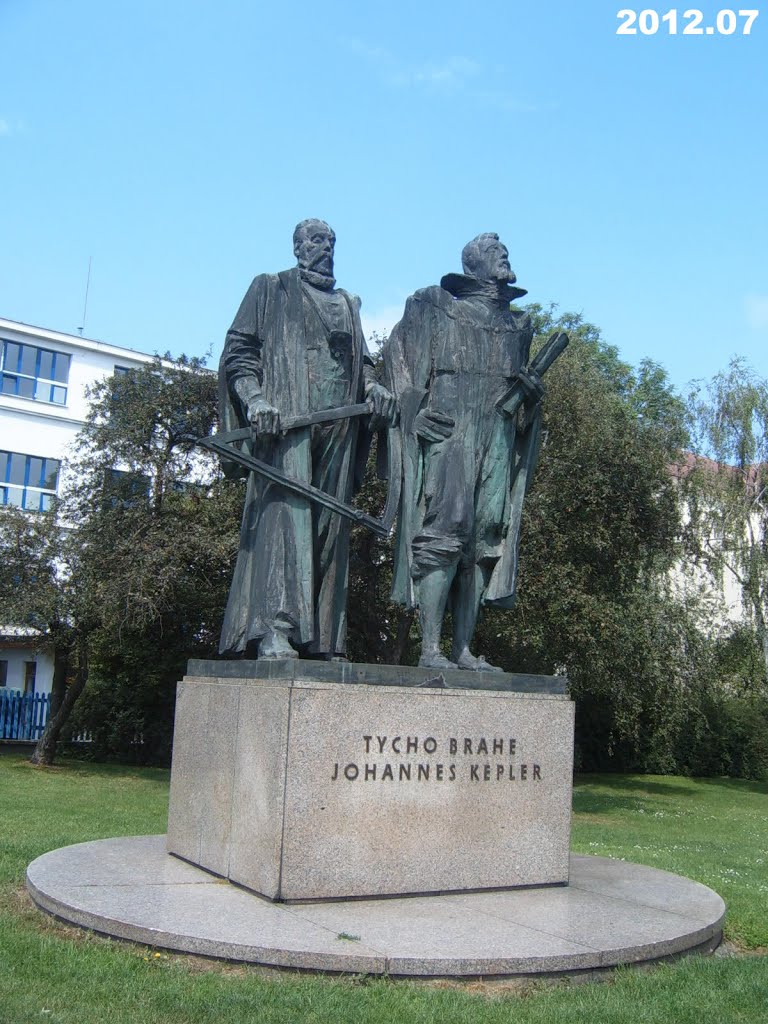 Monument to Tycho Brahe and Johannes Kepler at Parlerova Street in Prague by Irmantas Kanapeckas