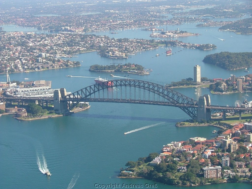 Harbour bridge from helicopter by airandy