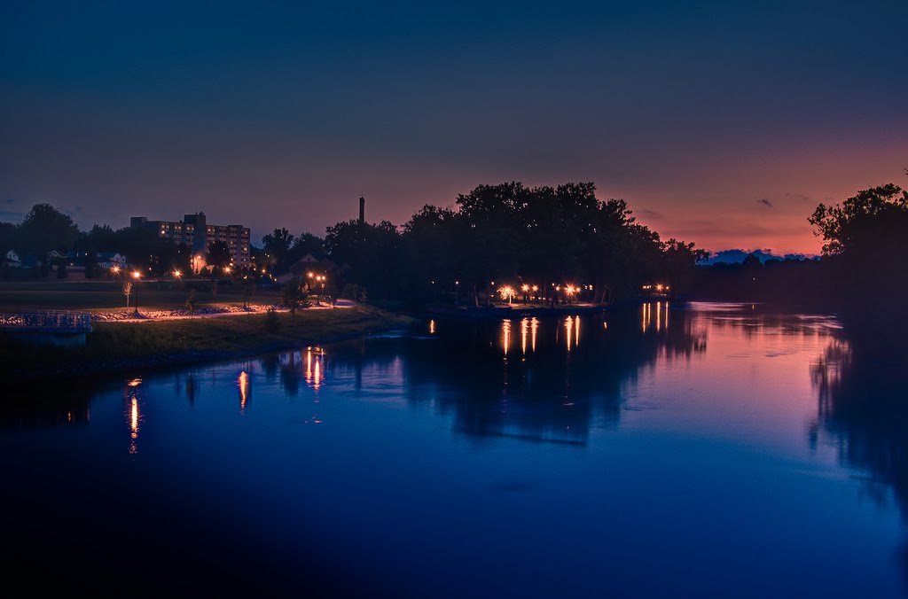 Kamm Island Park, Mishawaka at Night by Photorashka