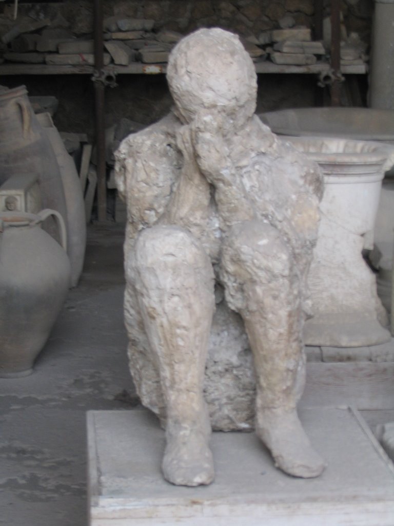 Pompeii - body cast and pottery by Lorri Peltz-Lewis