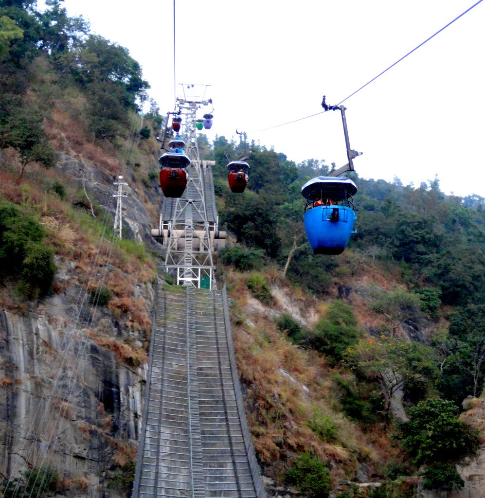 Coming Down, Chandi Devi Ropeway, Haridwar by Dr.V.S.Chouhan