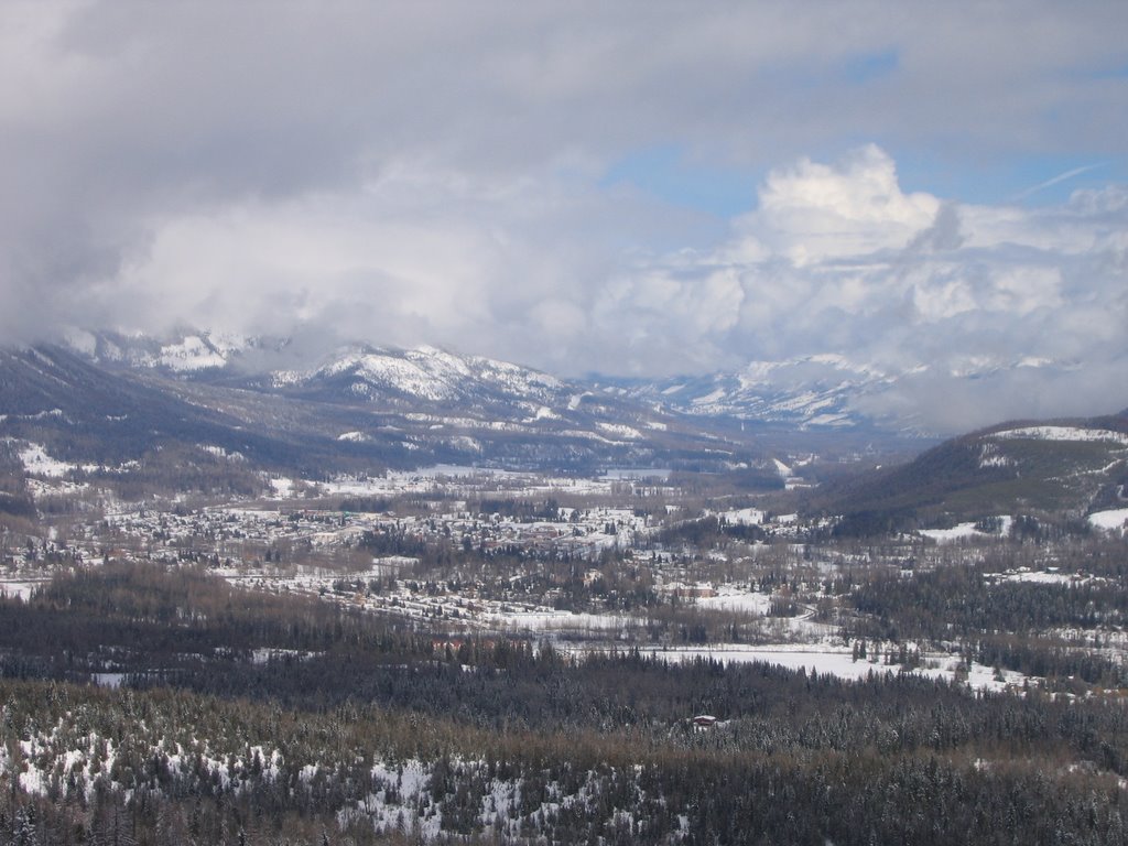 Zoom Into Town From Mid-Mountain at Fernie BC by David Cure-Hryciuk