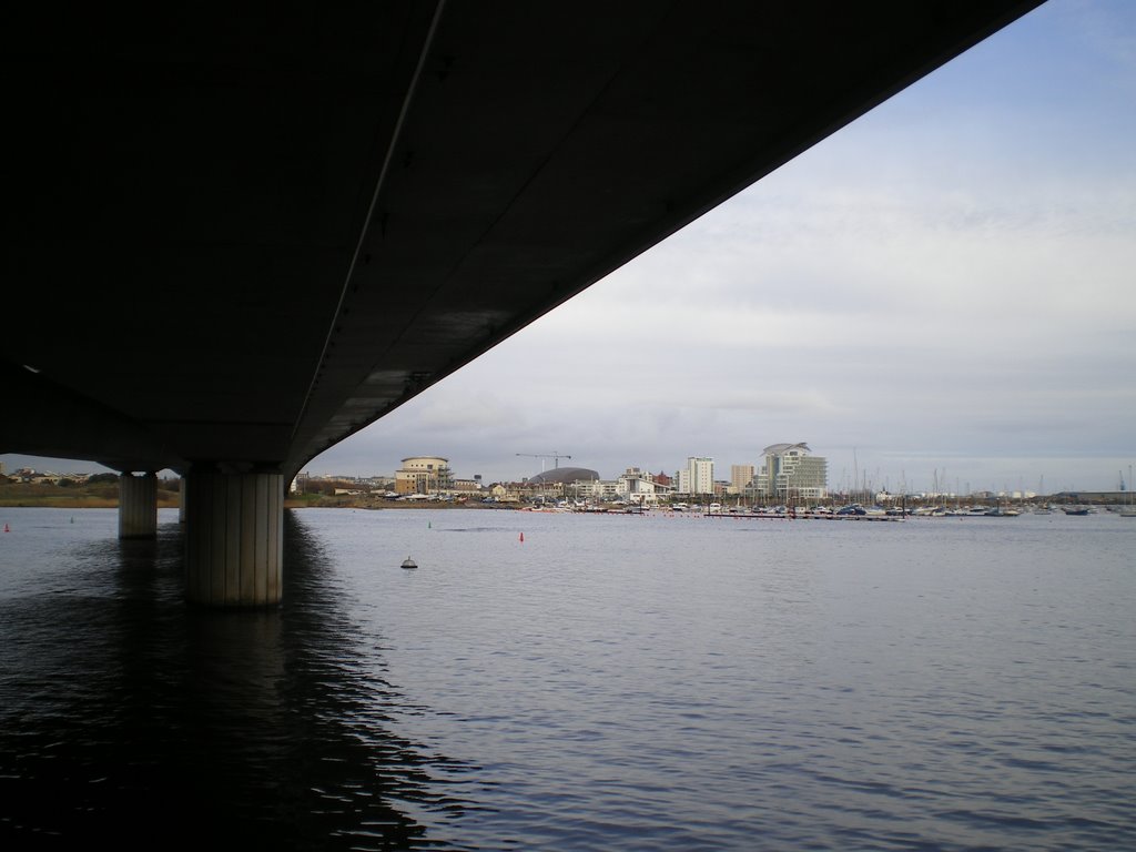 Cardiff bay bridge looking at the bay by Gareth.Stadden