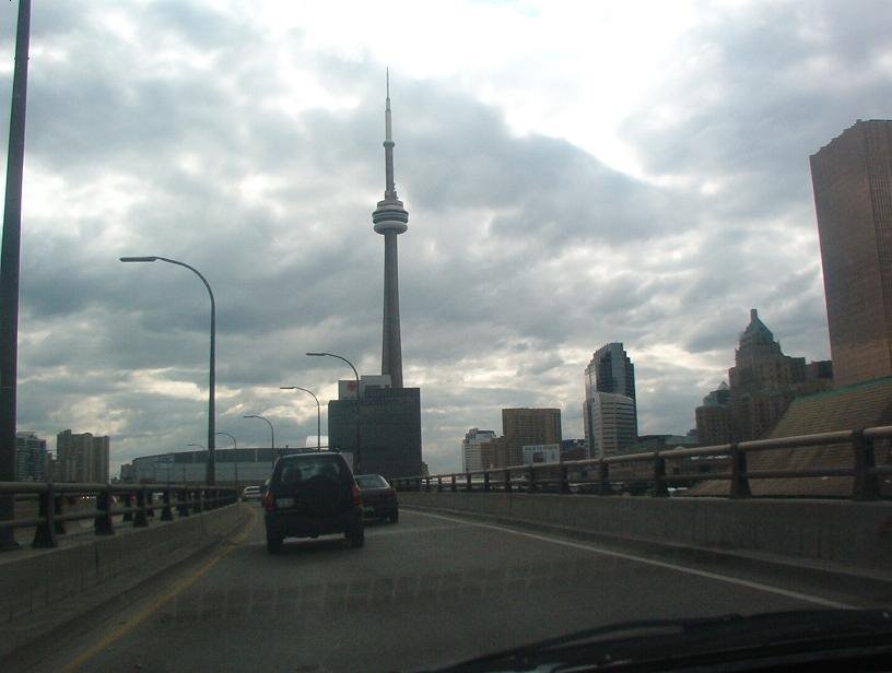 CN Tower from Gardiner Expressway by andrewseburn