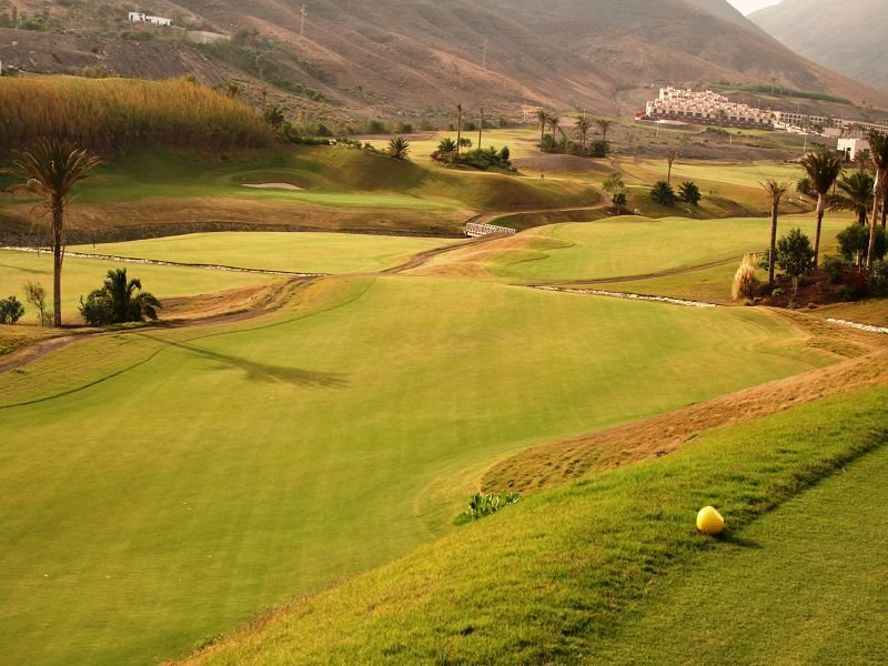 JANDIA GOLF - Fairways No 2 (front) and No 17 (left) in warm evening light by Dieter Hoffmann