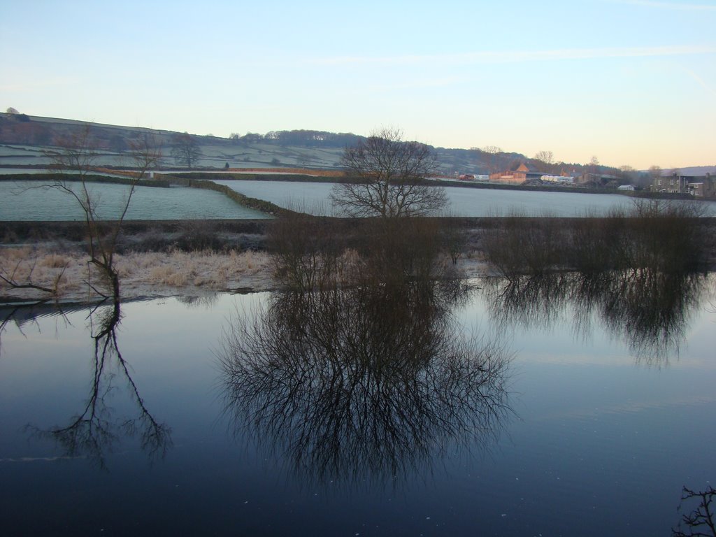 Winter reflection at Dam Flask, Sheffield S6 by sixxsix