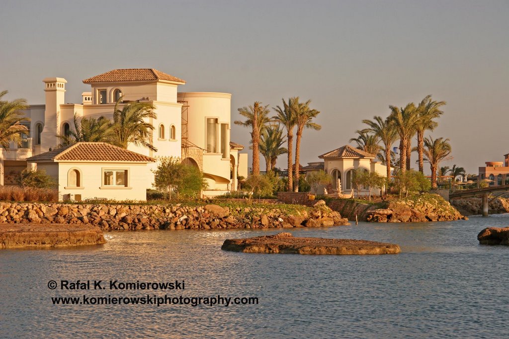 El Gouna- view of villa on island at sunset time by Rafal K. Komierowski