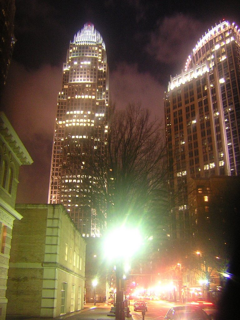 Bank Of America (Tryon Street) At Night 3-19-2008 by Kyle Stephen Smith