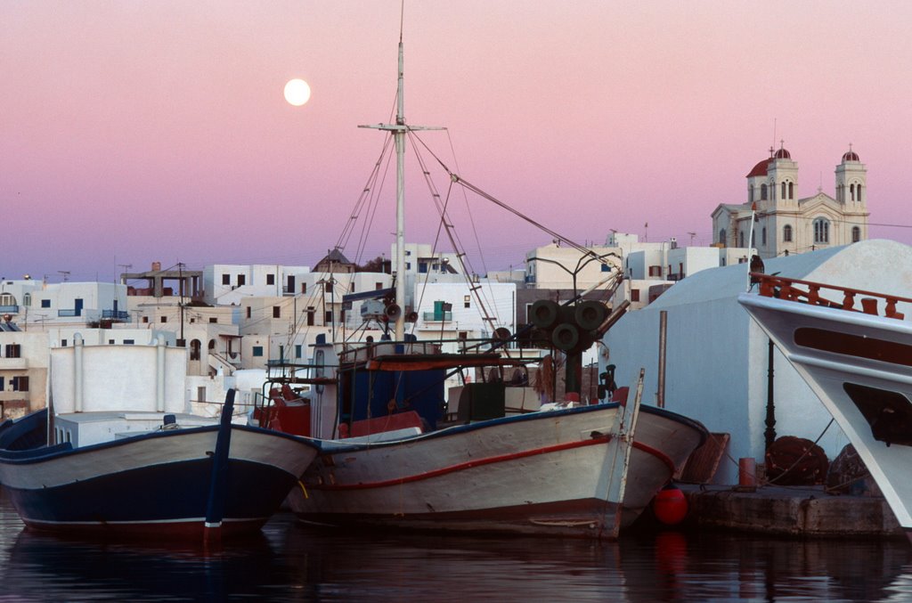 Paros Naussa fullmoon by Stathis Xionidis