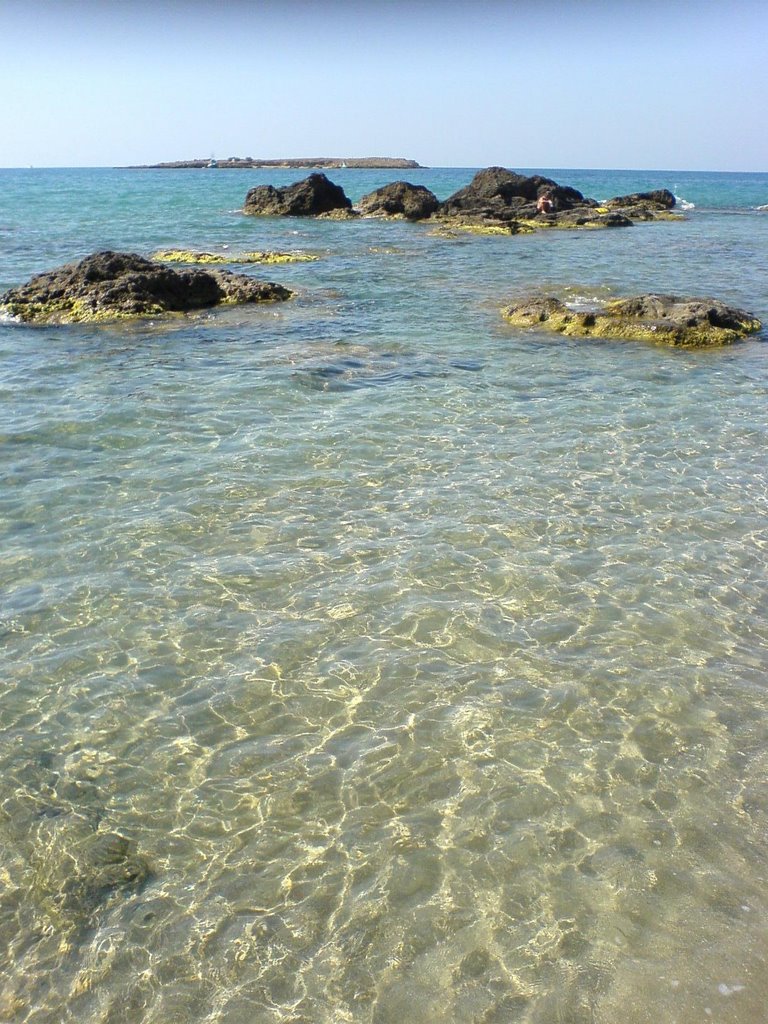 View on island Lazaretta at beach Nea Chora, Chania by marina1980