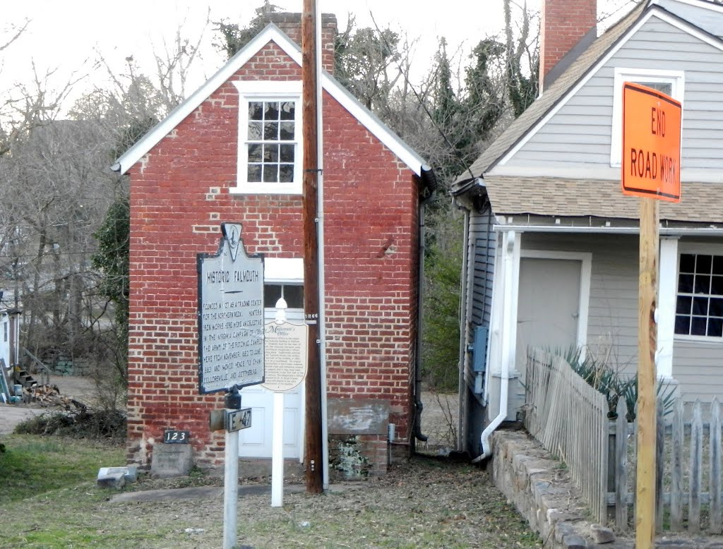 Historic Falmouth & Magistrate's Office markers, intersection of West Cambridge Street and Jefferson Davis Highway (U.S. 1), Falmouth, VA 22405 by Midnight Rider