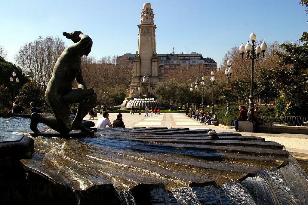 Fuente y Monumento a Cervantes, Plaza de España, Madrid, Spain by Antonio Alba