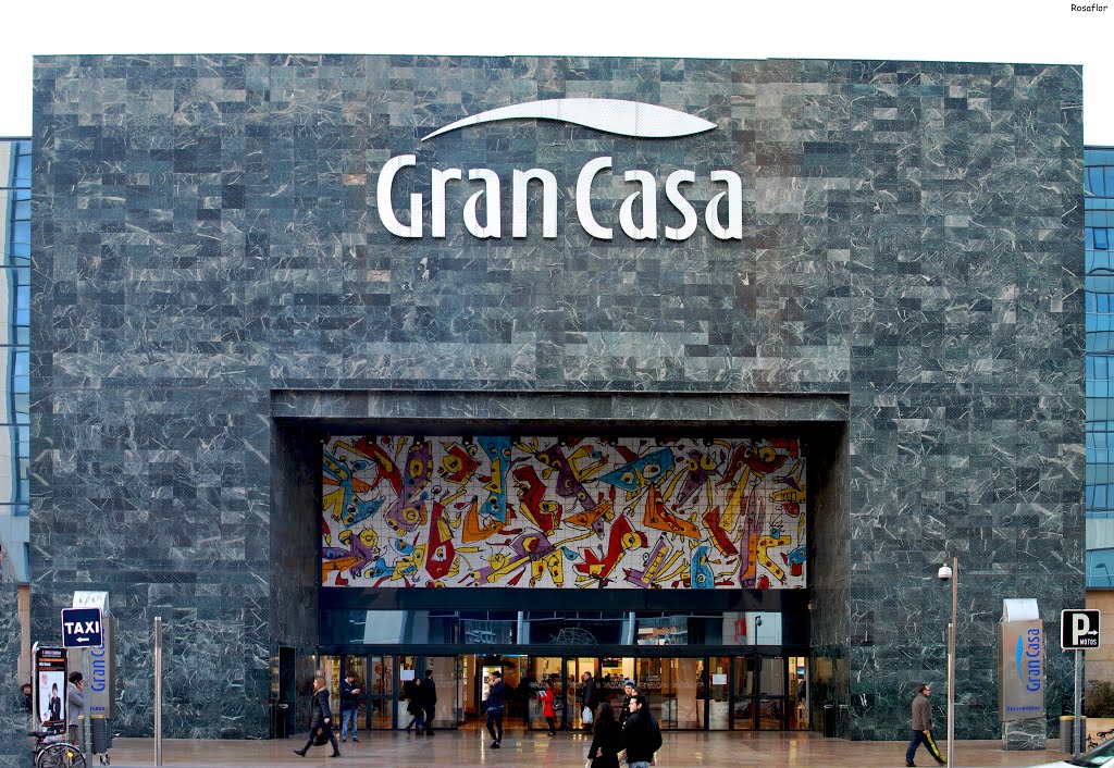 Zaragoza: Entrada Centro comercial Gran Casa, Mural cerámico by Rosaflor