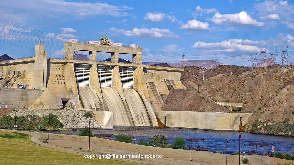 NEVADA/ARIZONA - Davis Dam Spillway Gates on the Colorado River (view fr Don Laughlin's Riverside Resort) by fita-sarmiento-roberto