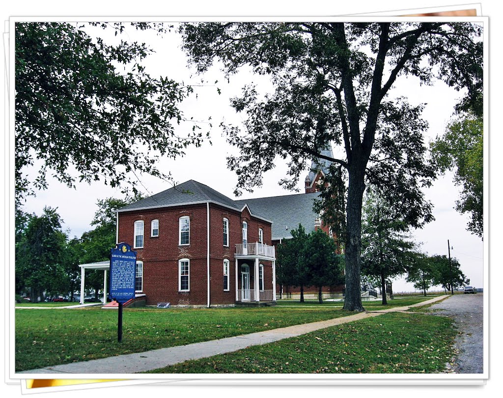 Kaskaskia Island school and Catholic church by blueskid5169