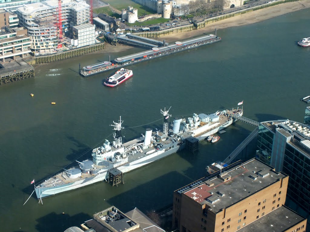 HMS Belfast Warship Moored on River Thames since 1971. 2013 by IsabellaJ