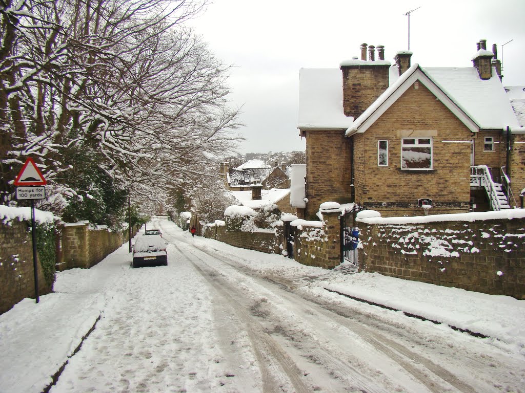 Looking down a snowy Woodvale Road, Sheffield S10 by sixxsix