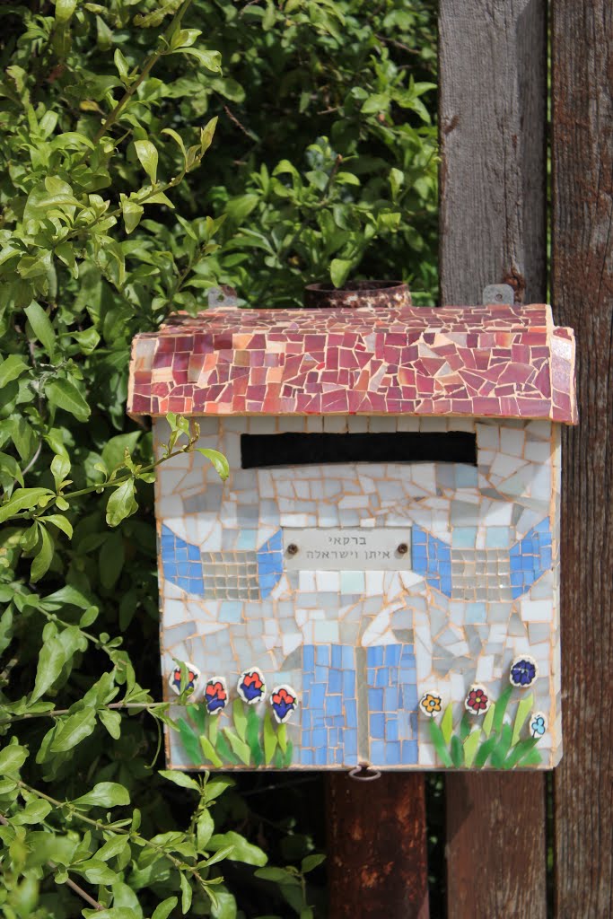 Beautiful mosaic mailbox in Binyamina by Genet