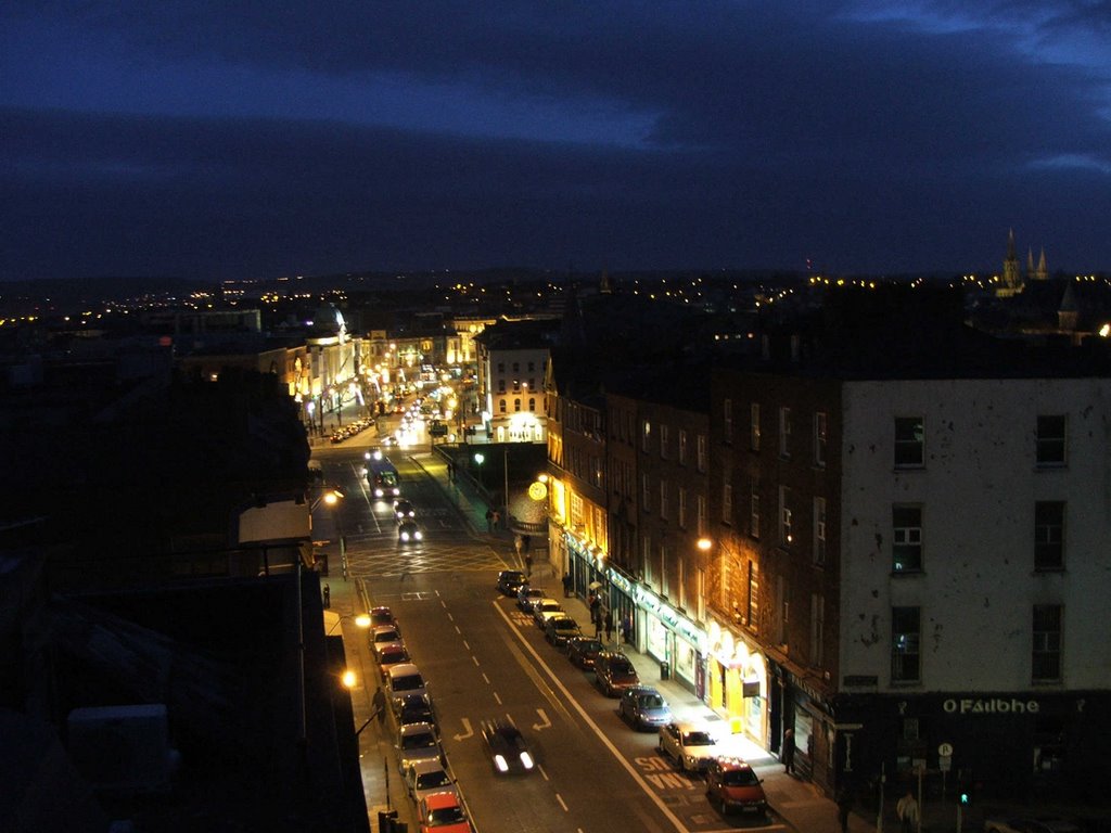 Cork at night - view for St. Patricks bridge & street (Ireland) by Andrzej Węgrzyn