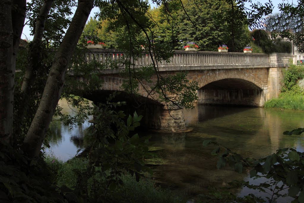 Bridge over Seine at Mussy-sur-Seine by Eurwyn Matthews